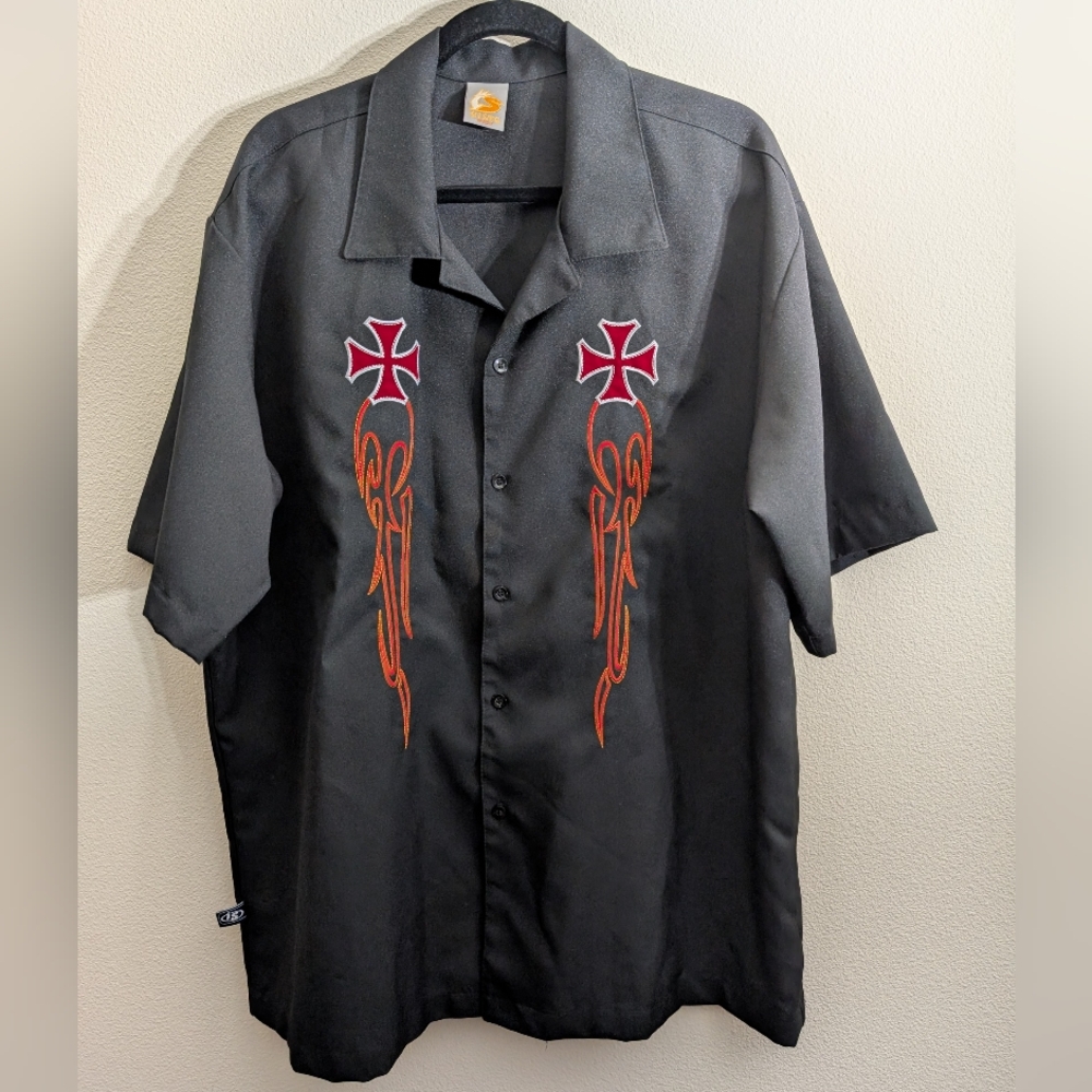 Dragonfly Inspired Shirt Flame Cross Embroidery